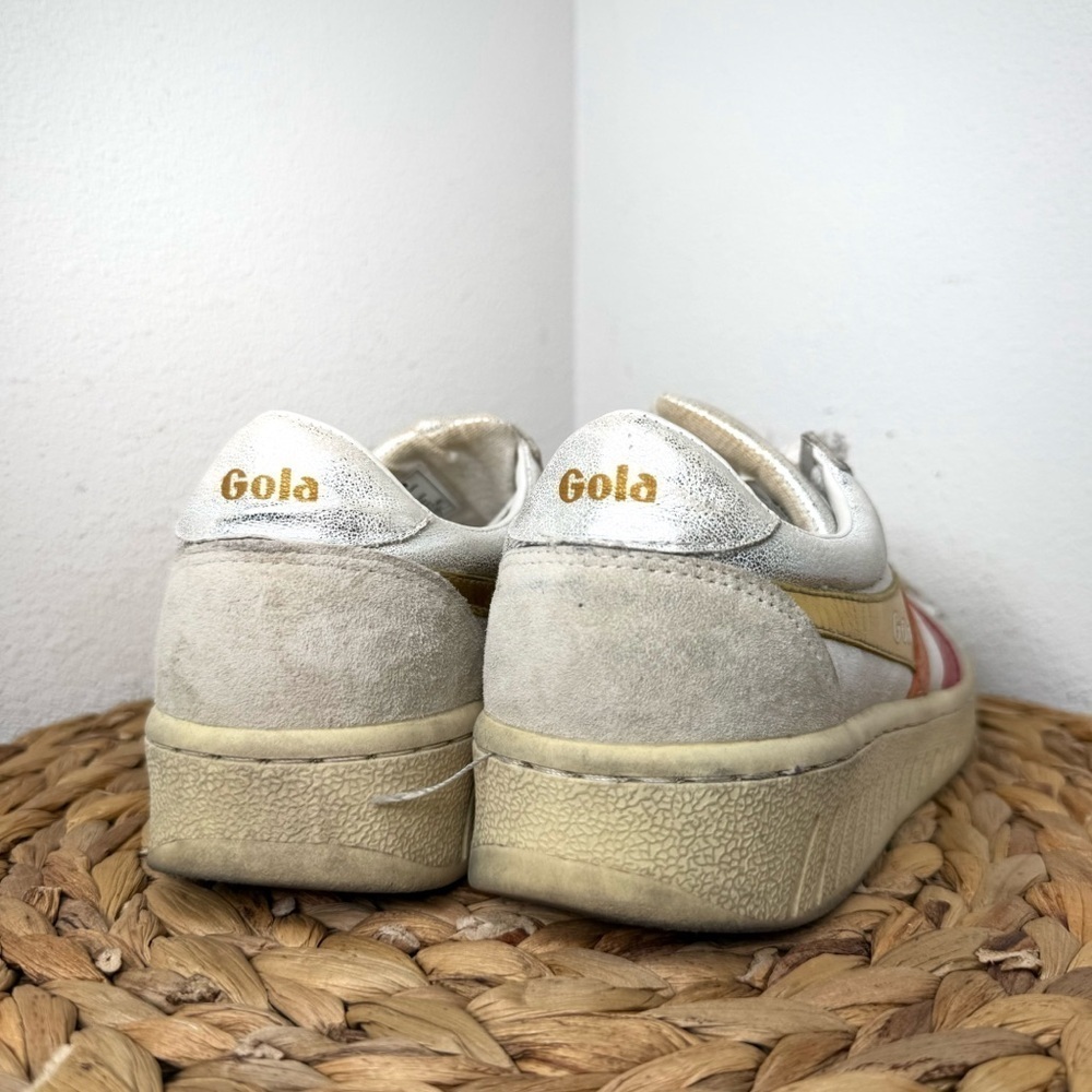 Gola Sneakers Grandslam Shimmer Flare Trainers Silver Multi Retro Women's Metal - Picture 5 of 8